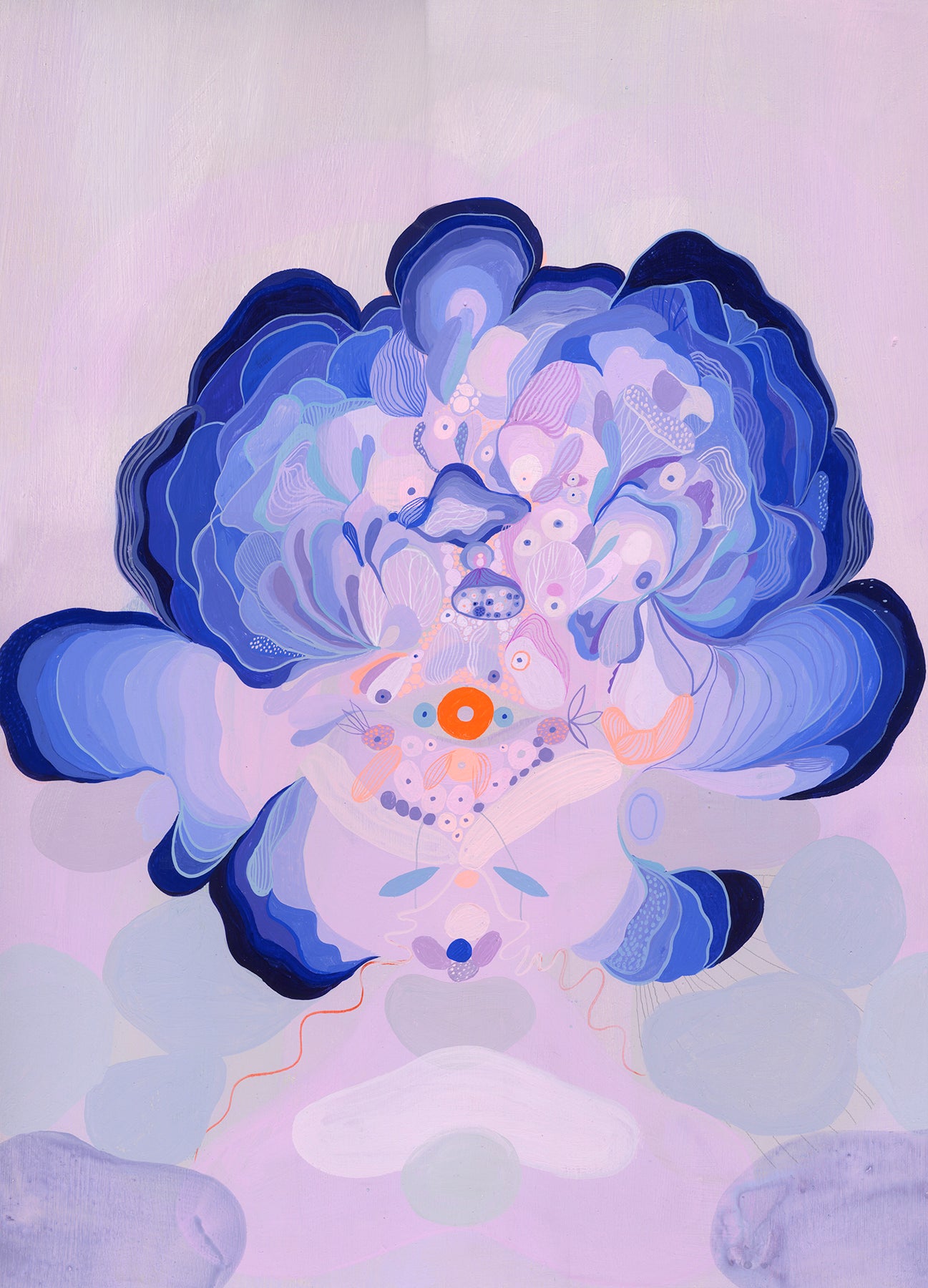 Close-up of the Ultramarine Orb artwork by Betsy Walton showing intricate blue and violet details.